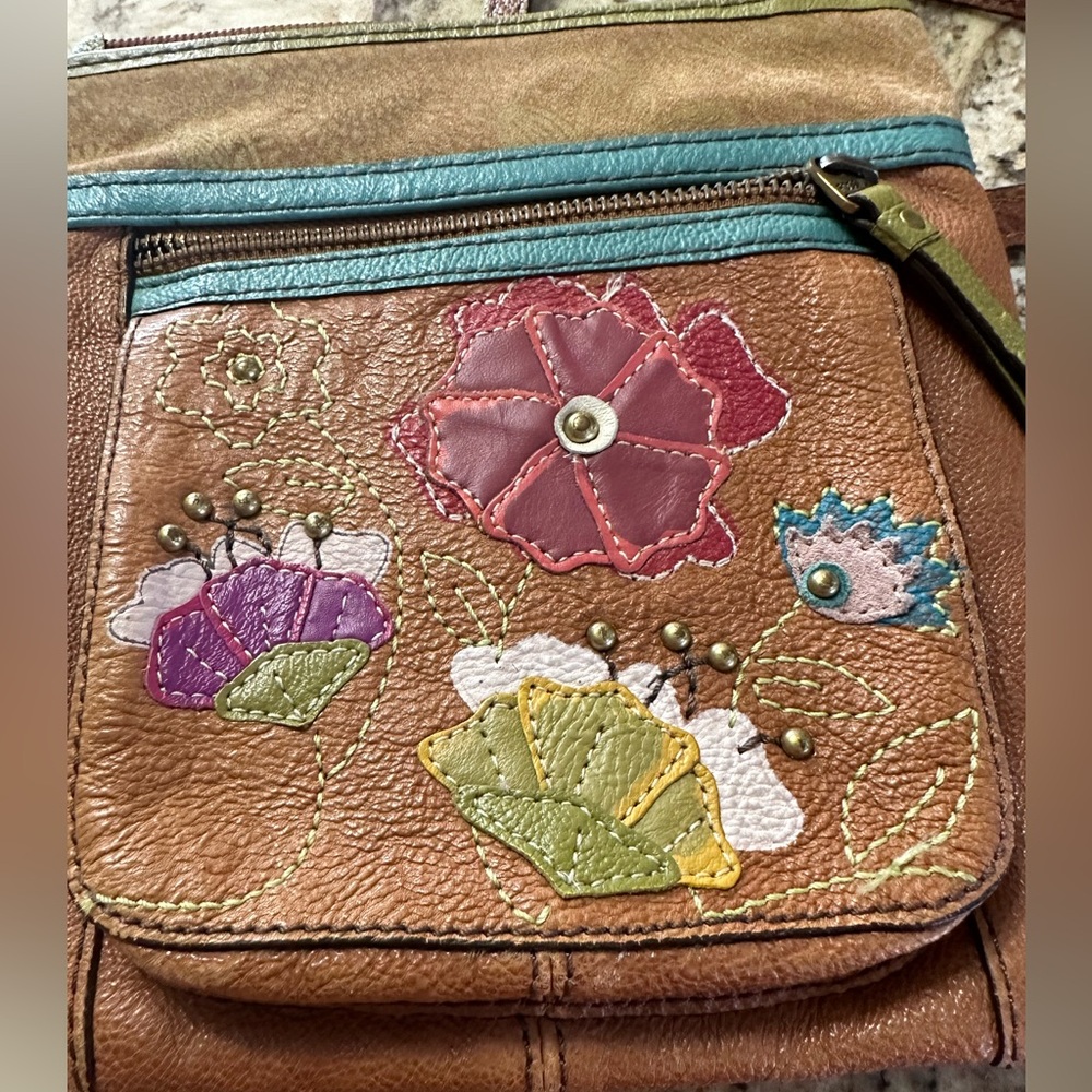 Floral Embroidered Leather Bag